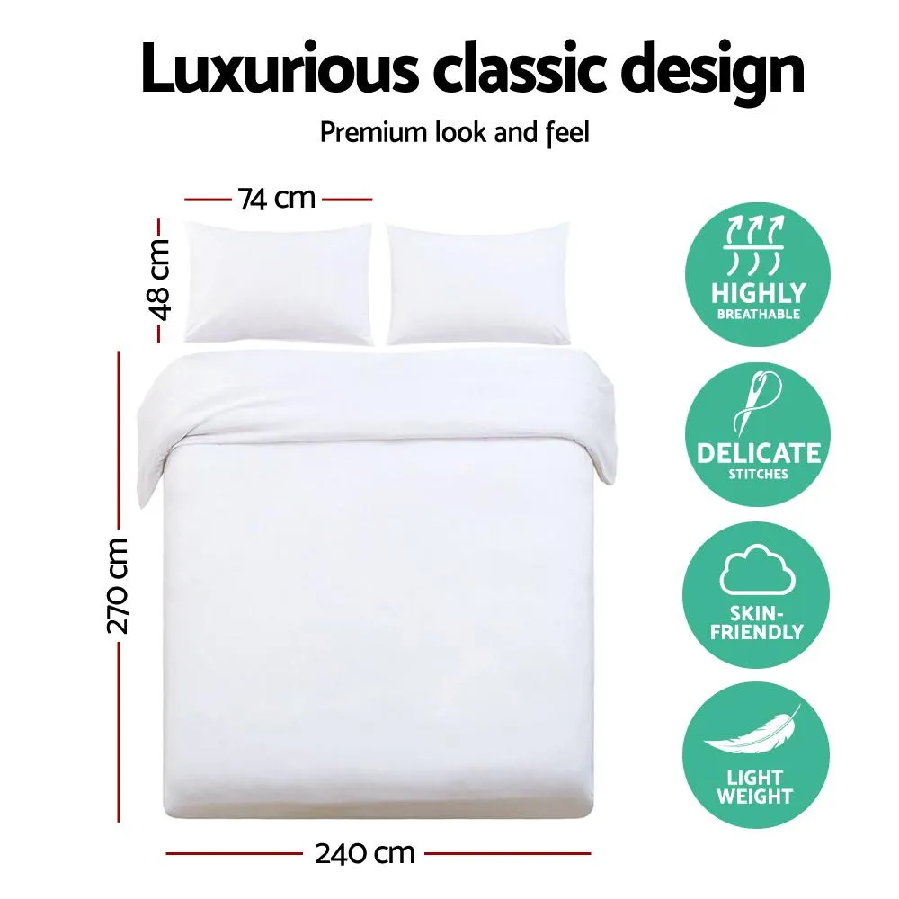 Super King Classic Quilt Cover Set - White