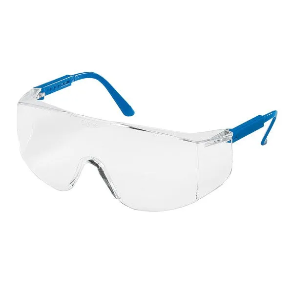 TC120 MCR Safety TC1 Series Safety Glasses, Clear Lens, Nylon Blue Temple