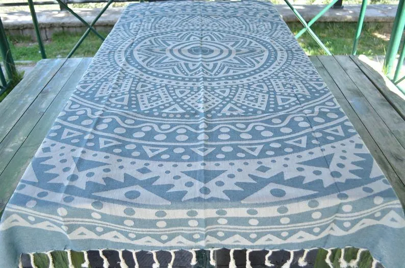 Teal Blue Mandala 100% Cotton Towel