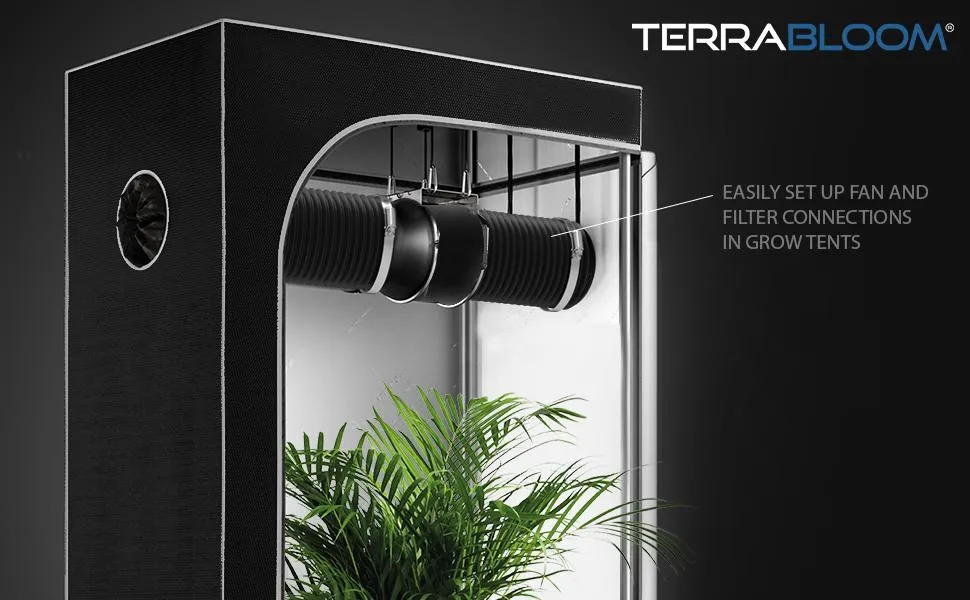 TerraBloom 12.4" (315mm) Air Duct - 25 FT Long, Black Flexible Ducting with 2 Clamps