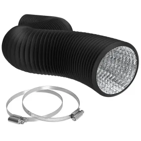 TerraBloom 12.4" (315mm) Air Duct - 25 FT Long, Black Flexible Ducting with 2 Clamps