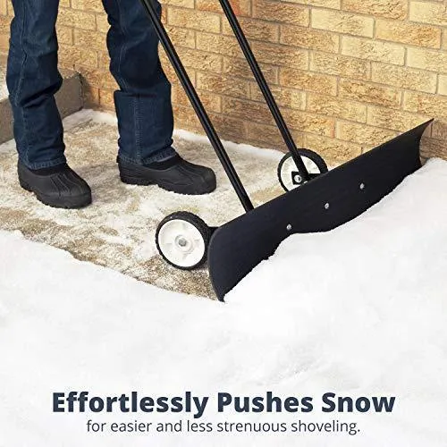 The Snowcaster 70SNC 36-Inch Heavy Duty Bi-Directional Wheeled Snow Pusher, Black