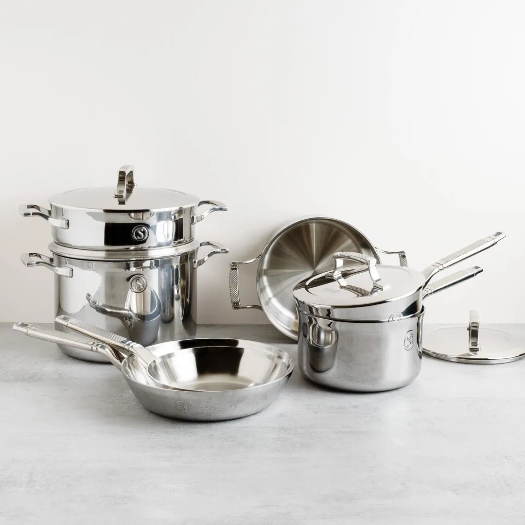 Tri-Ply Stainless Steel Saucepan with Insulated Lid