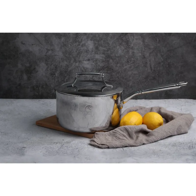 Tri-Ply Stainless Steel Saucepan with Insulated Lid