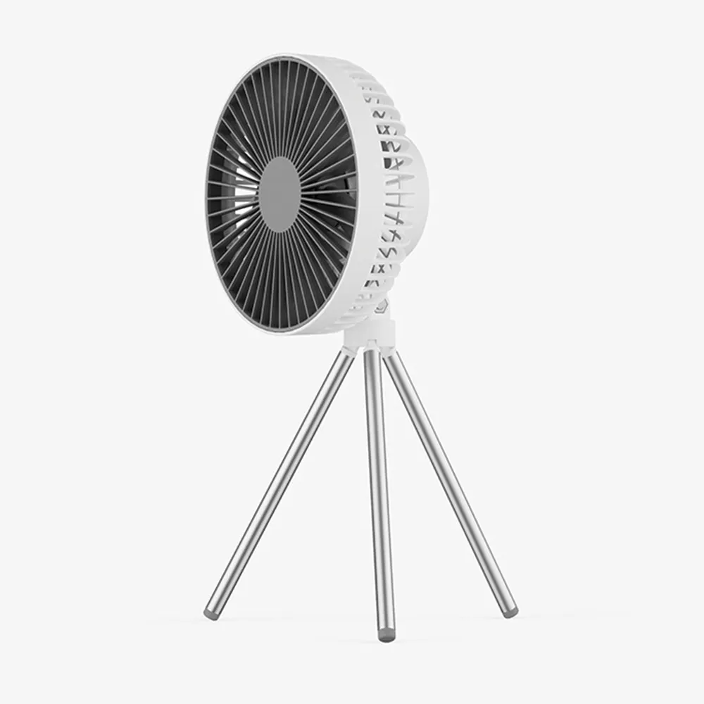 Tripod Fan With White Ring Light USB Rechargeable