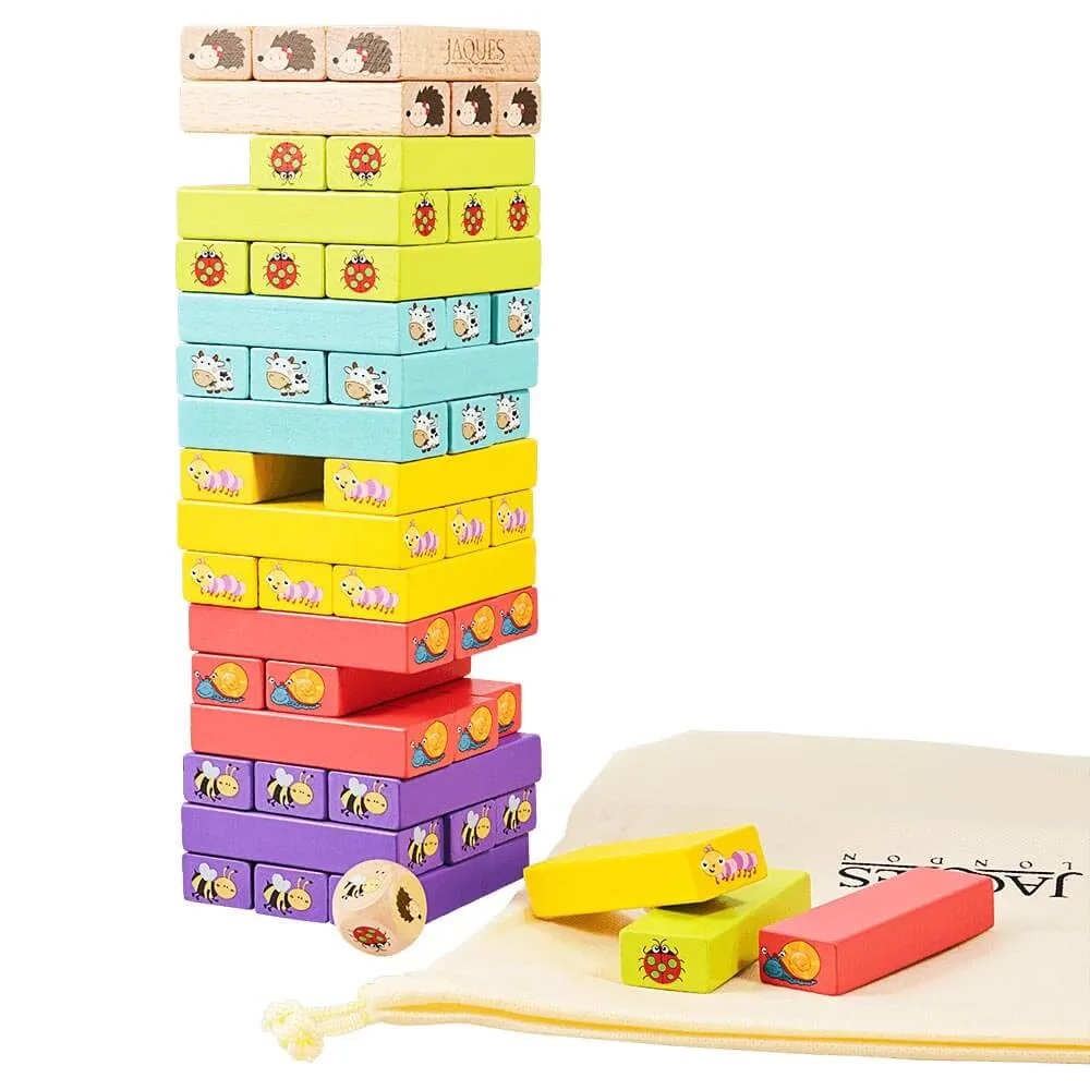 Tumble Tower Game - Wooden Animal Blocks & Dice