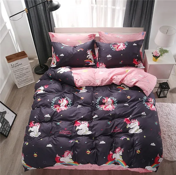 Unicorn Bedding Set Cartoon Print for Kids