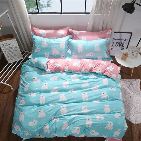 Unicorn Bedding Set Cartoon Print for Kids