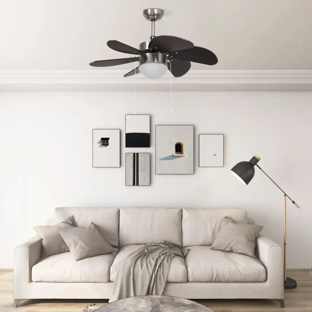 vidaXL Ceiling Fan with Light 76 cm Dark Brown