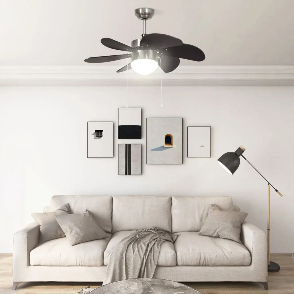 vidaXL Ceiling Fan with Light 76 cm Dark Brown