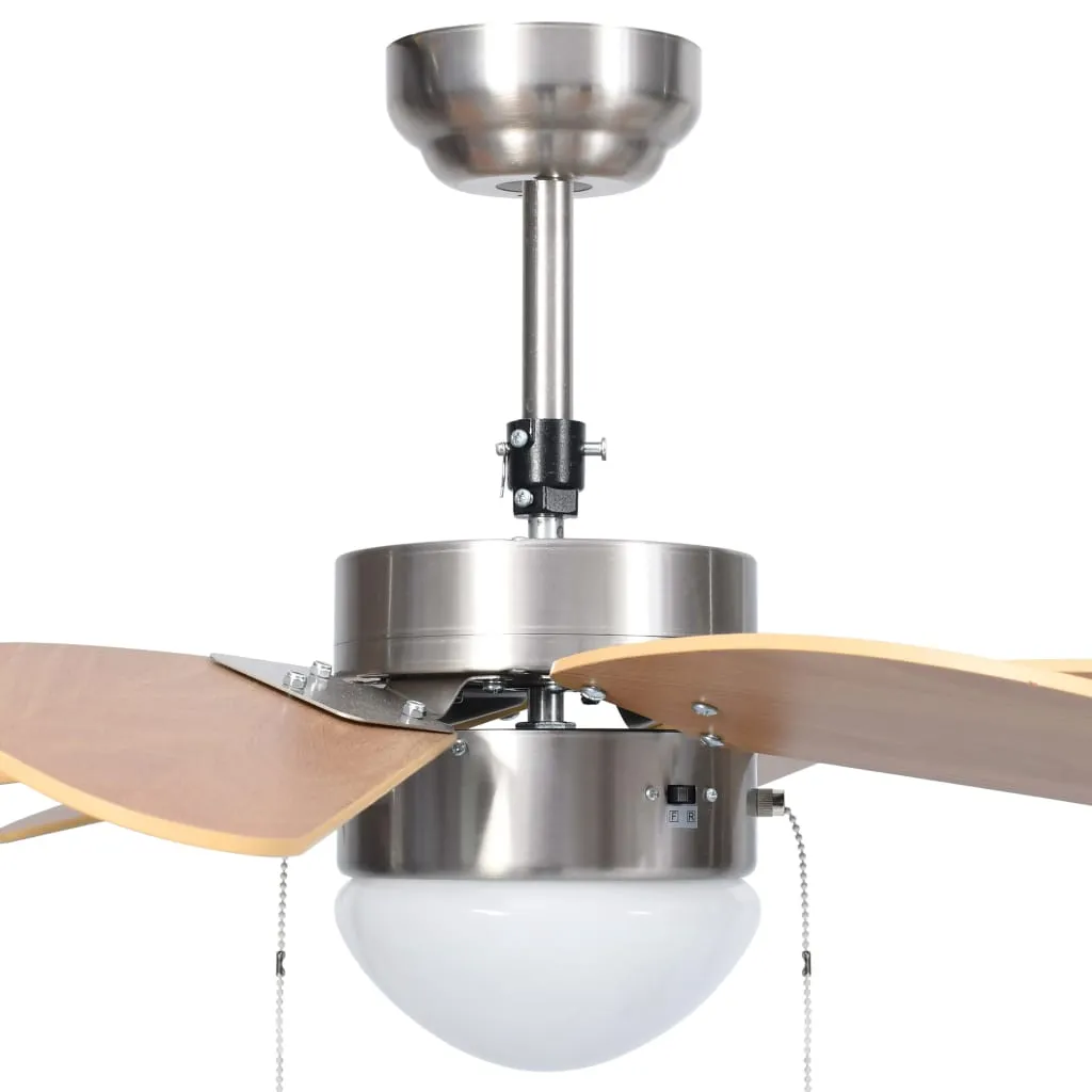 vidaXL Ceiling Fan with Light 76 cm Light Brown