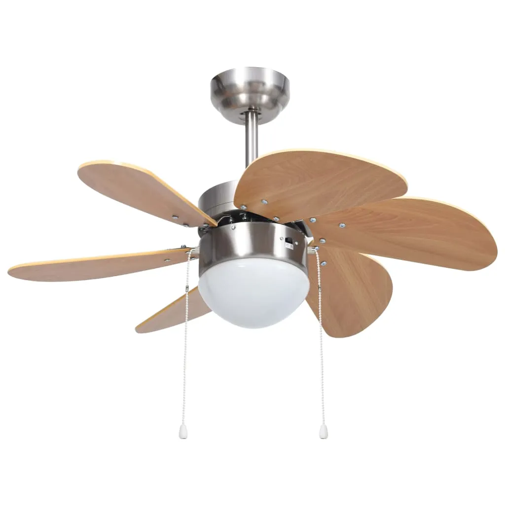 vidaXL Ceiling Fan with Light 76 cm Light Brown