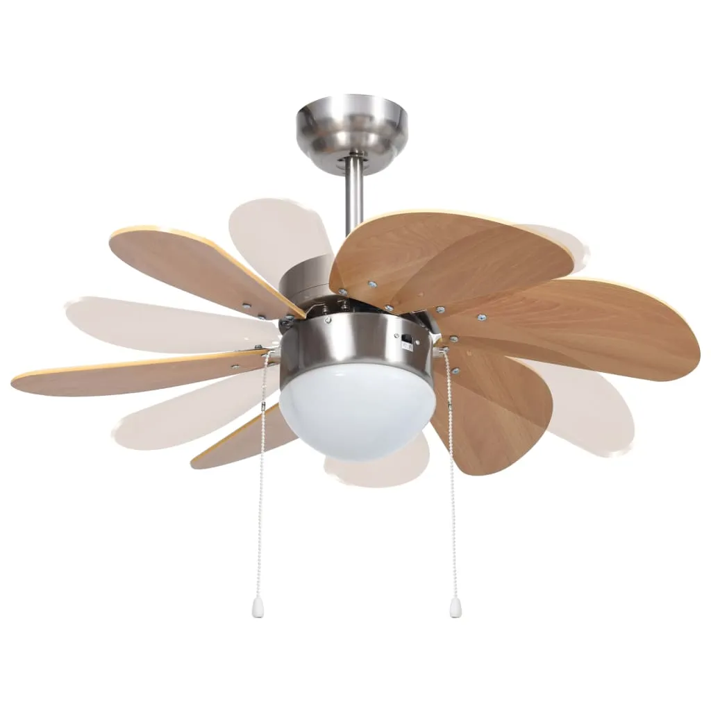 vidaXL Ceiling Fan with Light 76 cm Light Brown