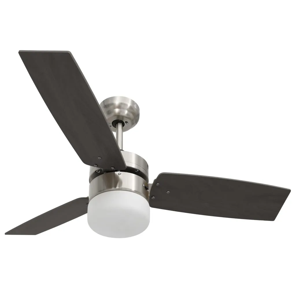 vidaXL Ceiling Fan with Light and Remote Control 108 cm Dark Brown