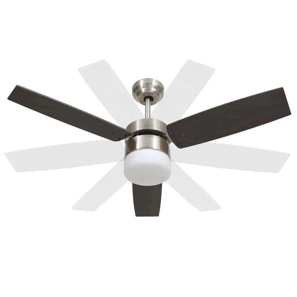 vidaXL Ceiling Fan with Light and Remote Control 108 cm Dark Brown