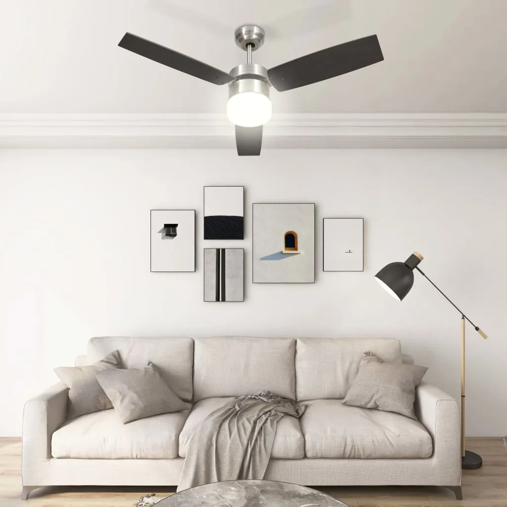 vidaXL Ceiling Fan with Light and Remote Control 108 cm Dark Brown