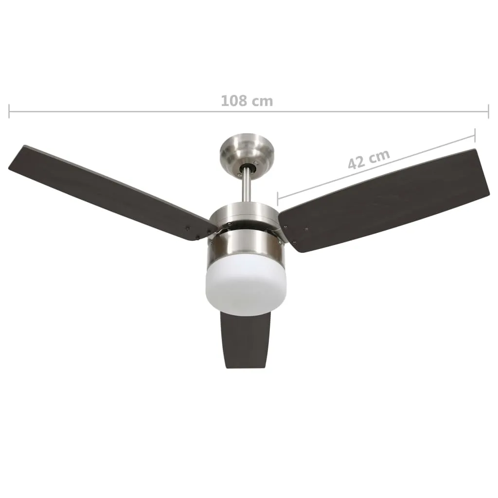 vidaXL Ceiling Fan with Light and Remote Control 108 cm Dark Brown