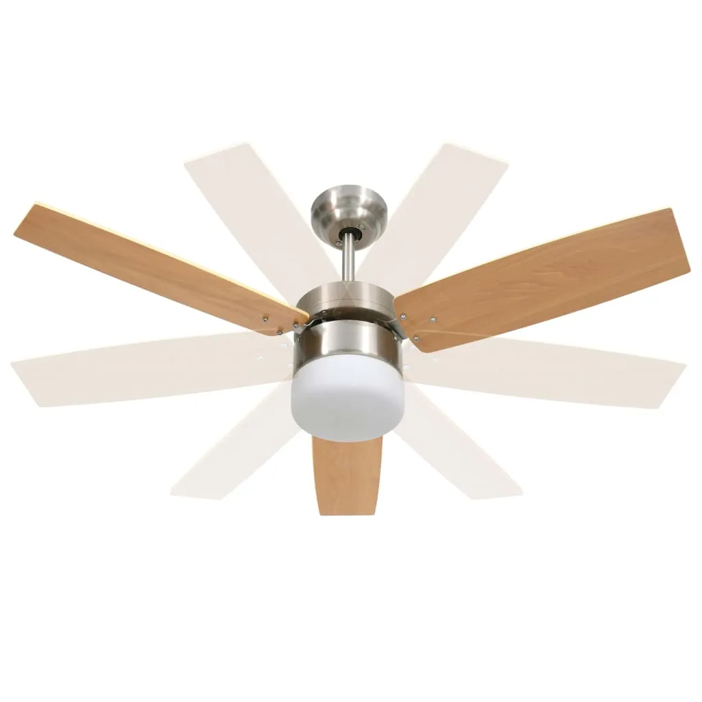 vidaXL Ceiling Fan with Light and Remote Control 108 cm Light Brown