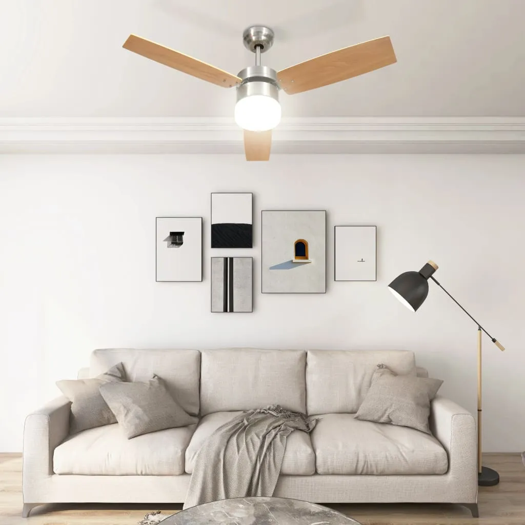 vidaXL Ceiling Fan with Light and Remote Control 108 cm Light Brown