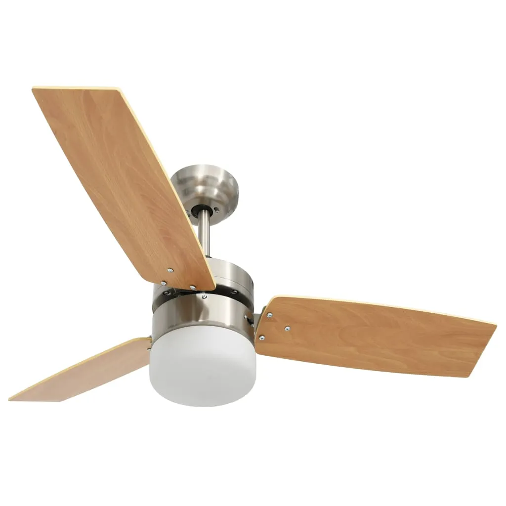 vidaXL Ceiling Fan with Light and Remote Control 108 cm Light Brown