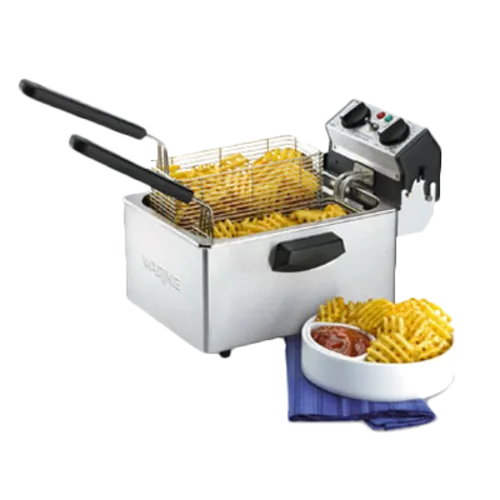 WARING WDF75RC countertop deep fryer with twin wire baskets and 8-1/2 lb. capacity