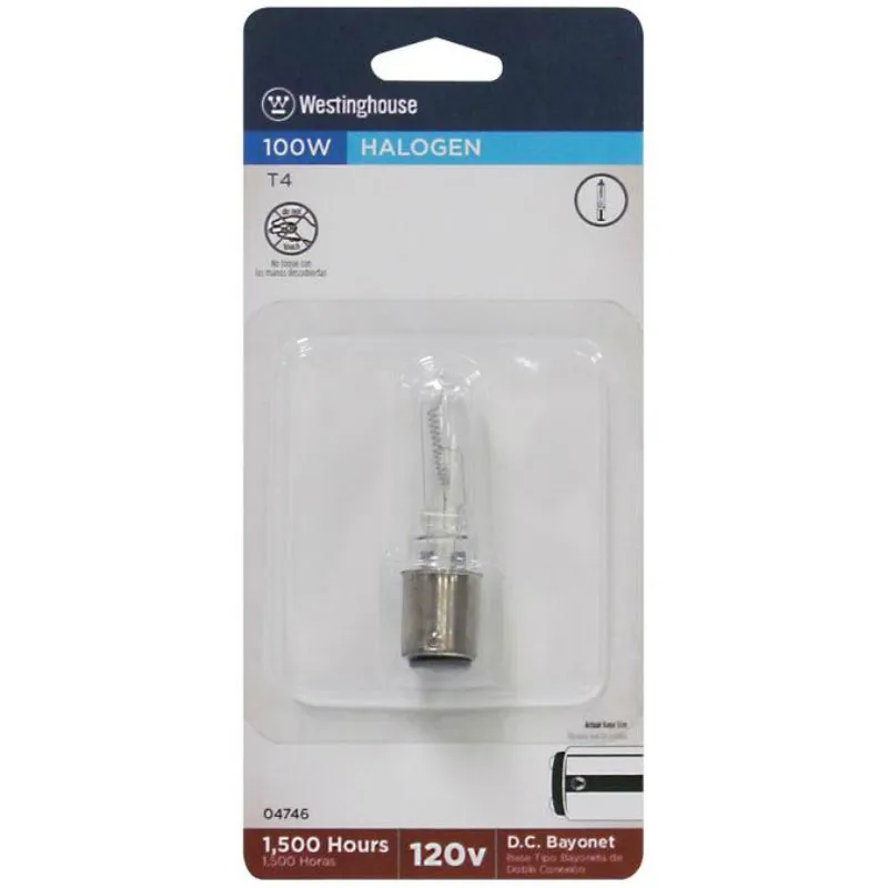 Westinghouse 04746 Single-Ended Halogen Light Bulb, 100W, Clear