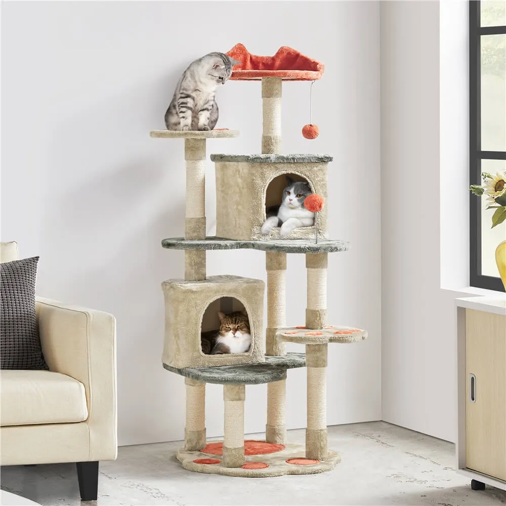 Yaheetech 57.5in Cat Paw-Shaped Cat Tree