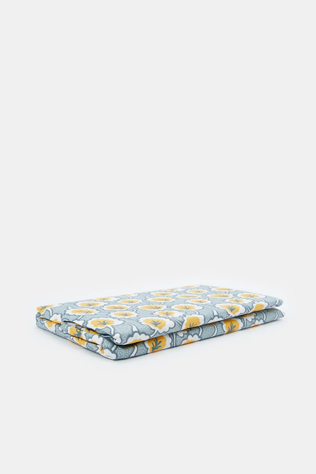 Yellow And Grey Floral Printed Pillowcase Set (2 Piec)