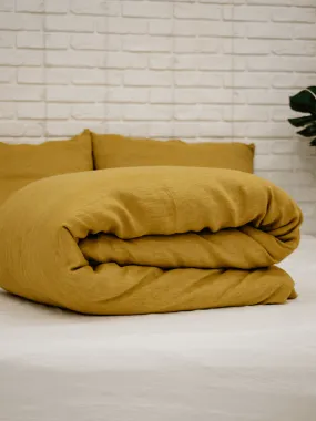 Yellow soft linen duvet cover