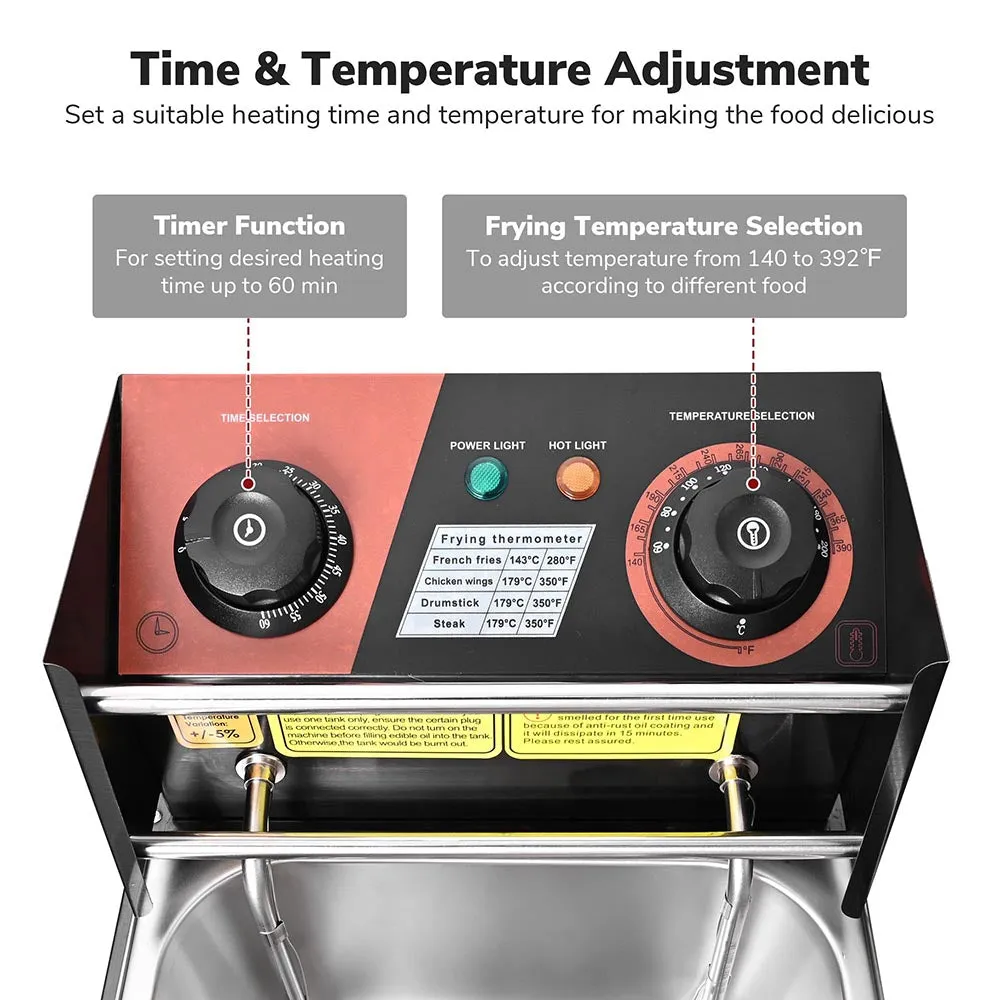 Yescom Electric Fryer Deep Fat Fryer (2x) 12L Frying Baskets 110V 5000W